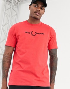 Розовая футболка с вышитым логотипом на груди Fred Perry-Розовый