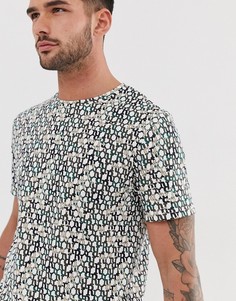 Светло-бежевая футболка с принтом River Island-Кремовый
