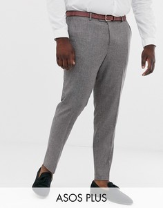 Серые зауженные брюки с добавлением шерсти ASOS DESIGN Plus-Серый