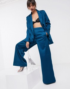 Атласные брюки с широкими штанинами ASOS EDITION-Зеленый