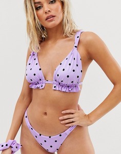 Сиреневые плавки бикини в горошек ASOS DESIGN-Мульти