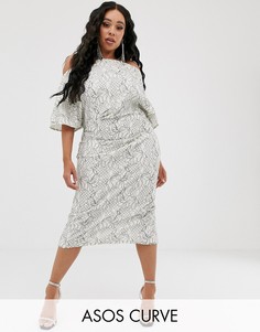 Кружевное платье миди ASOS DESIGN Curve-Мульти