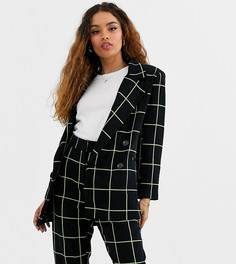 Неоновый блейзер в решетчатую клетку ASOS DESIGN petite-Мульти