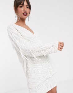 Oversize-куртка с бахромой из бусин ASOS EDITION-Белый