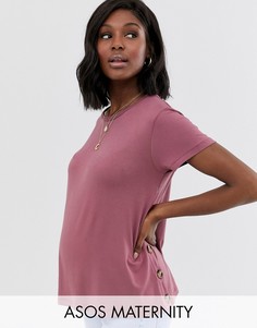 Футболка для кормящих мам с пуговицами по бокам ASOS DESIGN Maternity-Коричневый