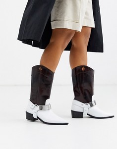 Кожаные ковбойские ботинки ASOS DESIGN-Коричневый