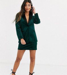 Бархатная мини-юбка под смокинг зеленого цвета ASOS DESIGN Petite-Зеленый