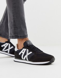 Черные кроссовки с сетчатыми вставками и логотипом Armani Exchange-Черный