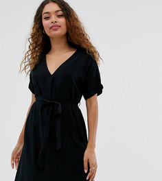 Черное платье-туника с поясом New Look Petite-Черный
