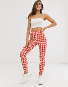 Облегающие жаккардовые брюки с узором \гусиная лапка\" ASOS DESIGN-Мульти