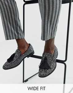 Черные лоферы для широкой стопы с блестками и кисточками ASOS DESIGN-Черный