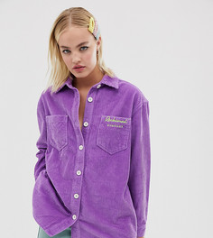 Вельветовая oversize-рубашка с вышитым логотипом Reclaimed Vintage inspired-Фиолетовый