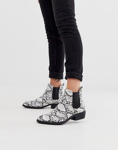 Монохромные ботинки в стиле вестерн на каблуке и с эффектом змеиной кожи Park Lane-Черный