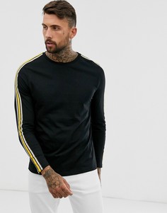 Черный лонгслив из органического хлопка с контрастной лентой ASOS DESIGN