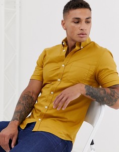Оксфордская рубашка горчичного цвета с короткими рукавами New Look-Желтый