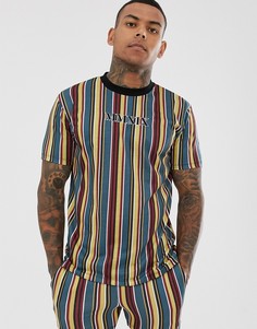 Свободная комбинируемая футболка с полосками и римскими цифрами ASOS DESIGN-Мульти