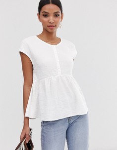 Фактурный свободный топ с пуговицами Y.A.S-Белый