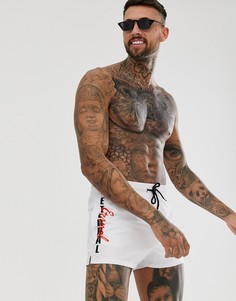 Шорты для плавания с надписью ASOS DESIGN-Белый