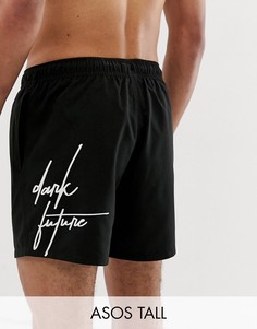 Черные короткие шорты для плавания с логотипом ASOS DESIGN Tall-Черный