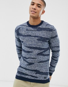 Темно-синий джемпер с зигзагообразным камуфляжным узором Tom Tailor