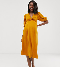 Чайное платье миди с перекрученной отделкой эксклюзивно для ASOS DESIGN Maternity-Зеленый