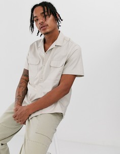 Оксфордская oversize-рубашка с двумя карманами ASOS DESIGN-Бежевый