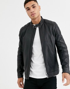 Черная кожаная байкерская куртка BOSS Jagson2-Черный