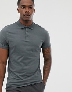 Черное выбеленное трикотажное поло из органического хлопка ASOS DESIGN-Серый