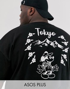 Свободная футболка с принтом Микки-Мауса ASOS DESIGN DISNEY Plus-Черный