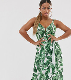 Сарафан миди с запахом и принтом пальм ASOS DESIGN Petite-Мульти