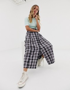 Юбка миди в клетку на пуговицах ASOS DESIGN-Мульти