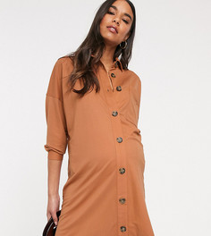 Эксклюзивное платье-рубашка в стиле милитари ASOS DESIGN Maternity-Зеленый