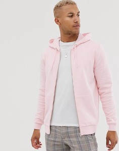 Худи розового цвета на молнии ASOS DESIGN-Розовый