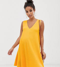 Эксклюзивное свободное платье-трапеция мини с V-образным вырезом ASOS DESIGN Maternity-Желтый