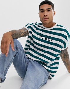 Oversize-футболка в полоску с надписью \merci\" и отворотами на рукавах ASOS DESIGN-Белый
