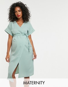 Платье миди с запахом ASOS DESIGN Maternity-Зеленый