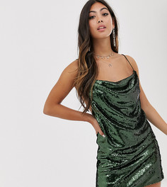 Платье мини на бретелях со свободным воротом и пайетками ASOS DESIGN Petite-Мульти