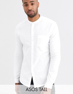 Белая узкая оксфордская рубашка с воротником на пуговице ASOS DESIGN Tall-Белый
