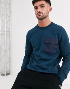 Сине-зеленый свитшот с контрастным карманом PS Paul Smith-Синий