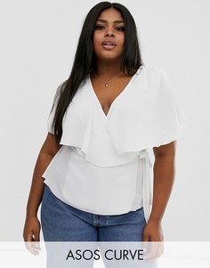Топ с кейпом и запахом ASOS DESIGN Curve-Бесцветный