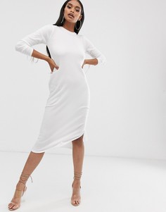 Платье миди с вырезами и сборками ASOS DESIGN-Белый