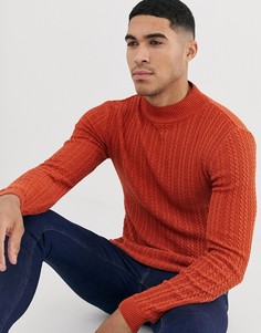 Обтягивающий джемпер с высоким воротом ASOS DESIGN-Коричневый