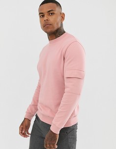 Розовый свитшот с карманом на рукаве в стиле милитари ASOS DESIGN