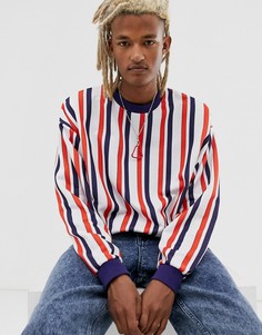 Свободный свитшот в разноцветную полоску ASOS DESIGN-Белый