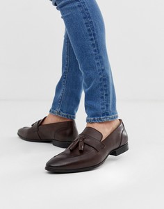 Коричневые кожаные лоферы River Island-Коричневый