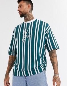 Oversize-футболка из плотного материала в полоску и с вышивкой \dark future\" ASOS DESIGN-Мульти