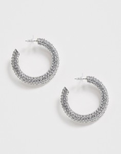 Серьги-кольца серебристого цвета с отделкой ASOS DESIGN-Серебряный