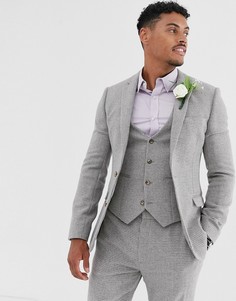 Серый супероблегающий пиджак в ломаную клетку ASOS DESIGN - wedding