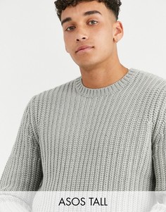 Серый джемпер в рубчик ASOS DESIGN Tall