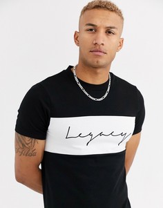 Эластичная приталенная футболка с принтом ASOS DESIGN-Черный